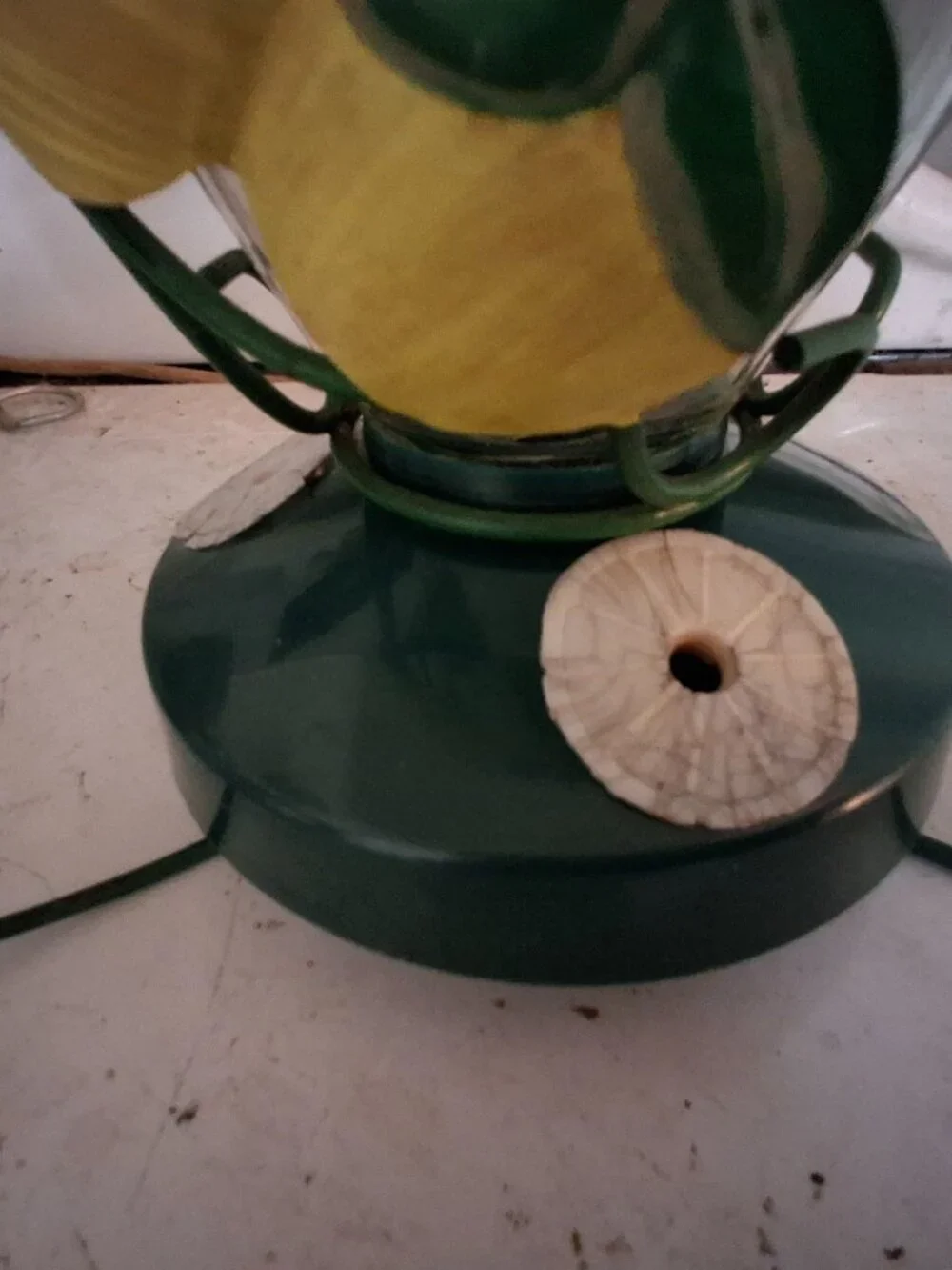 Vintage Glass with Metal Lemons Hummingbird Feeder